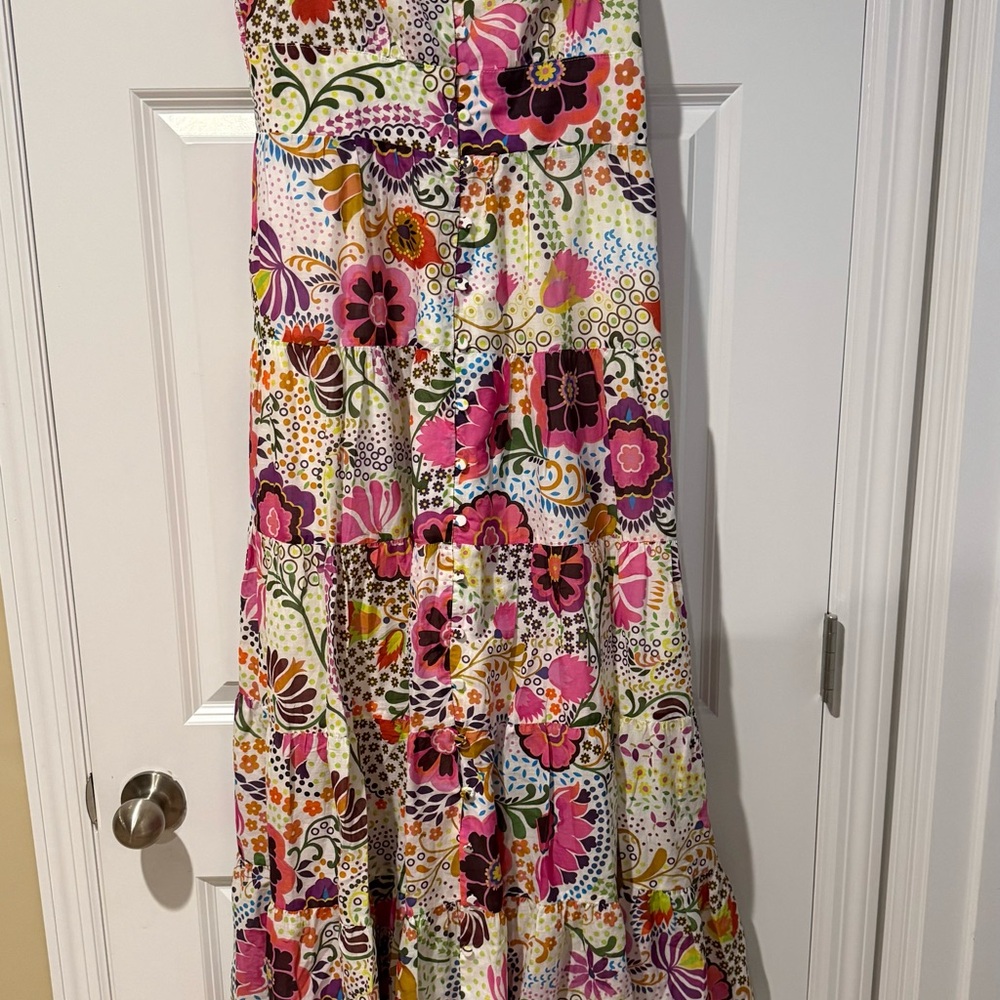 J. Crew Multicolor Button-front Maxi dress in Ratti Retro Floral Dress size 10